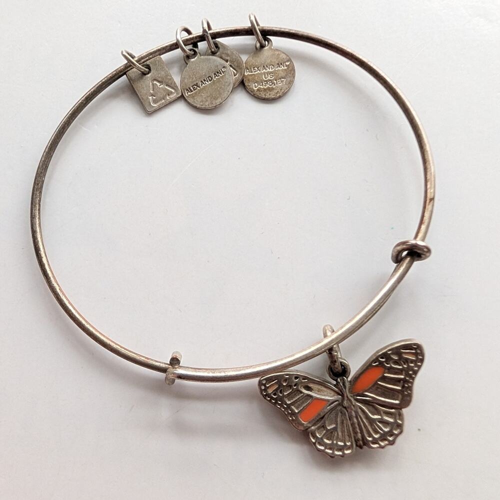 Alex And Ani Light Gold Tone Y2K Butterfly Charm Layering Bangle Bracelet